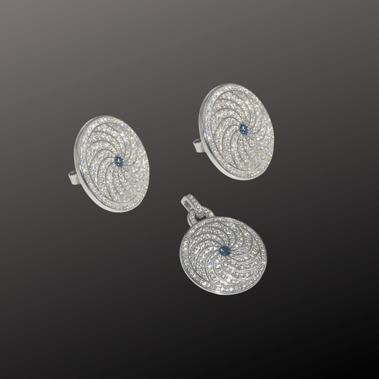 Swirl Sparkle Pendant Earring Set