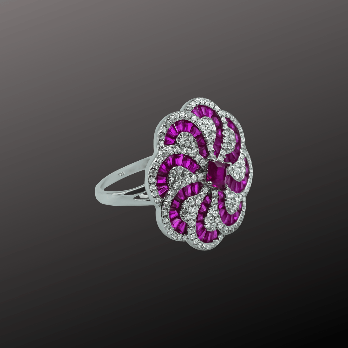 Pink Floral Swirl Ring