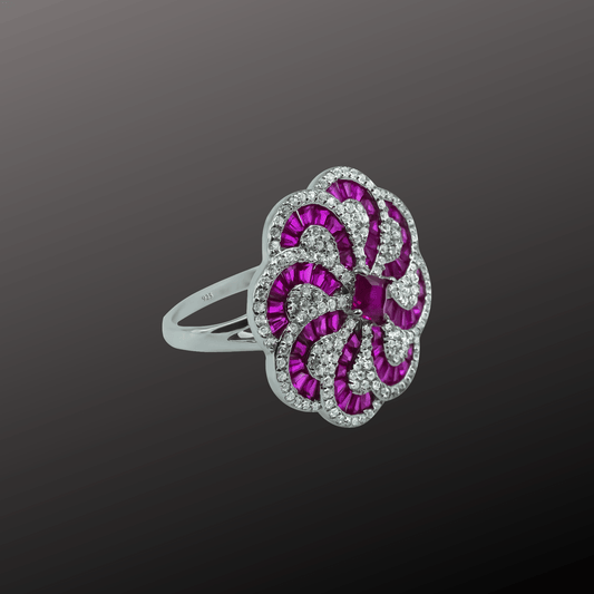 Pink Floral Swirl Ring