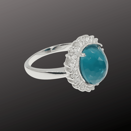 Midnight Teal Halo Ring