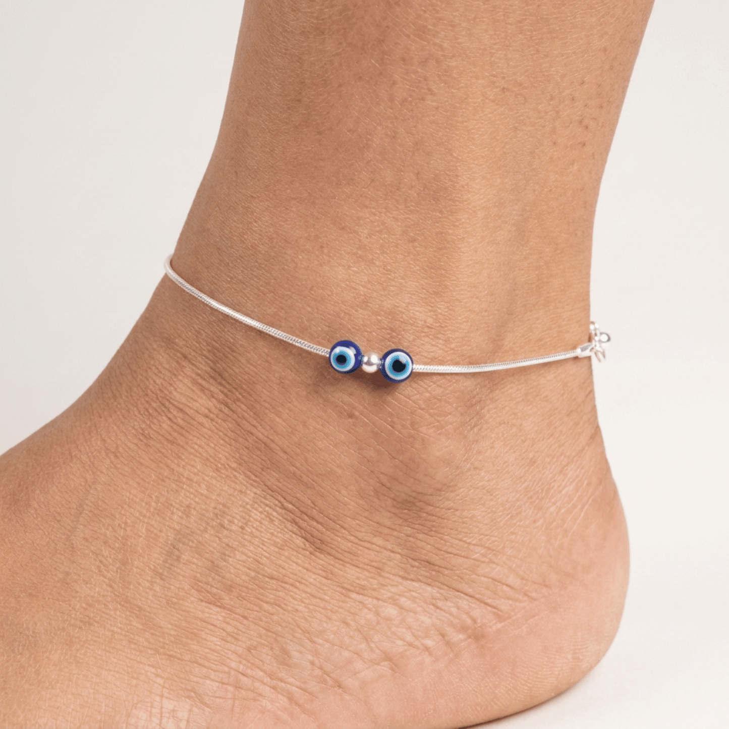 925 Sterling Silver Evil Eye Charm Anklet