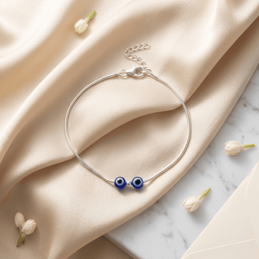 925 Sterling Silver Evil Eye Charm Anklet