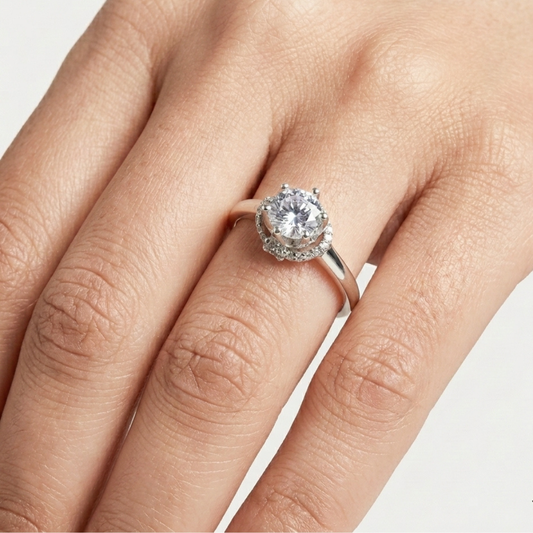 925 Silver Adjustable Solitaire CZ Ring