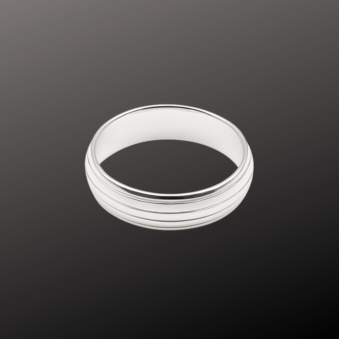 Triple Groove Silver Band Ring