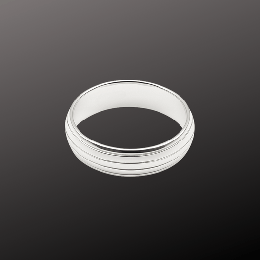 Triple Groove Silver Band Ring