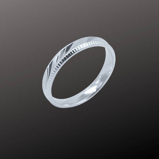 Modern Etched Detail Band Ring
