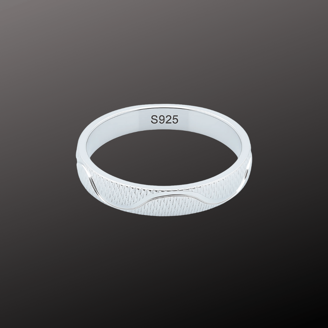 Wave Textured Silver Band Ring