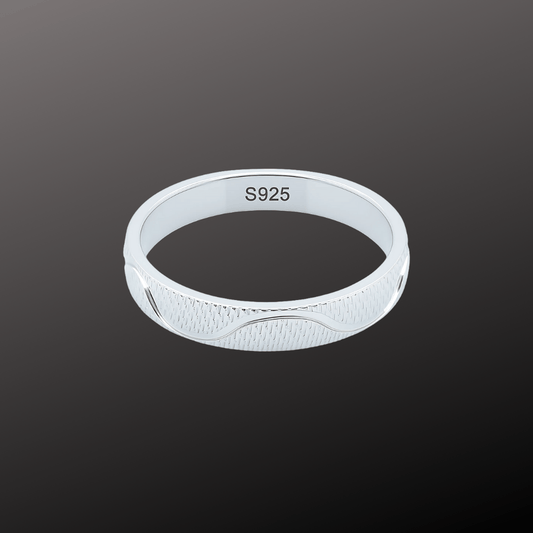 Wave Textured Silver Band Ring