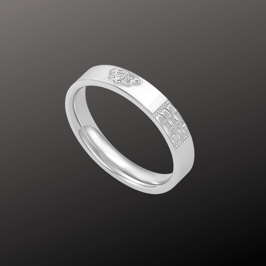 Regal Etched Silver Band Ring