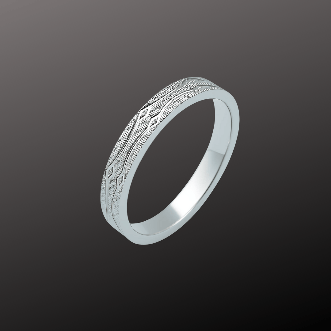 Geometric Engraved Band Ring