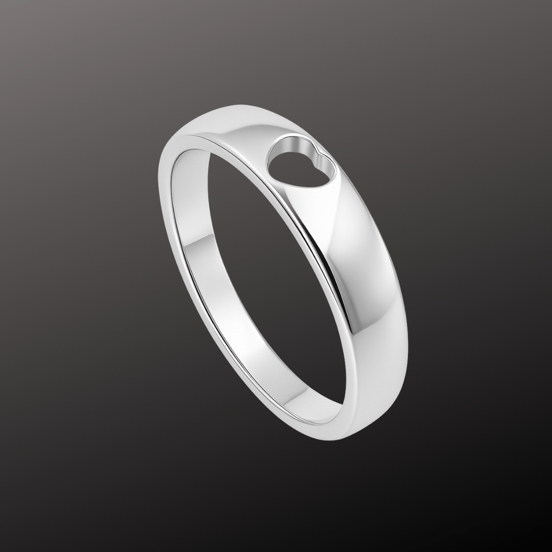 Heart Cut Silver Band Ring