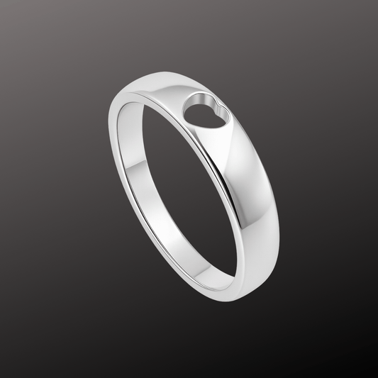 Heart Cut Silver Band Ring