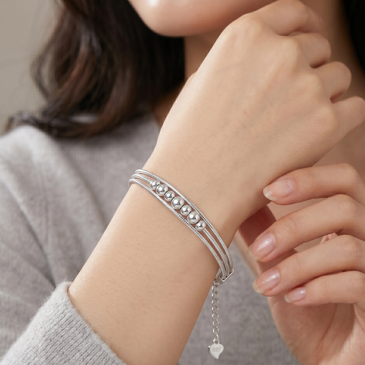 925 Silver Layered Beaded Kada
