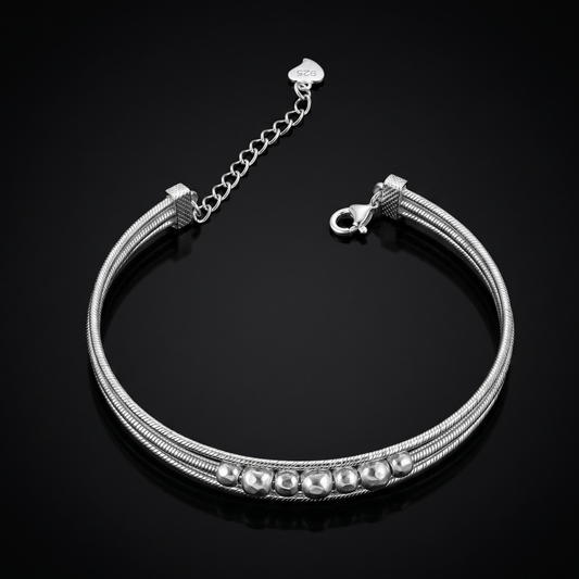 925 Silver Layered Beaded Kada