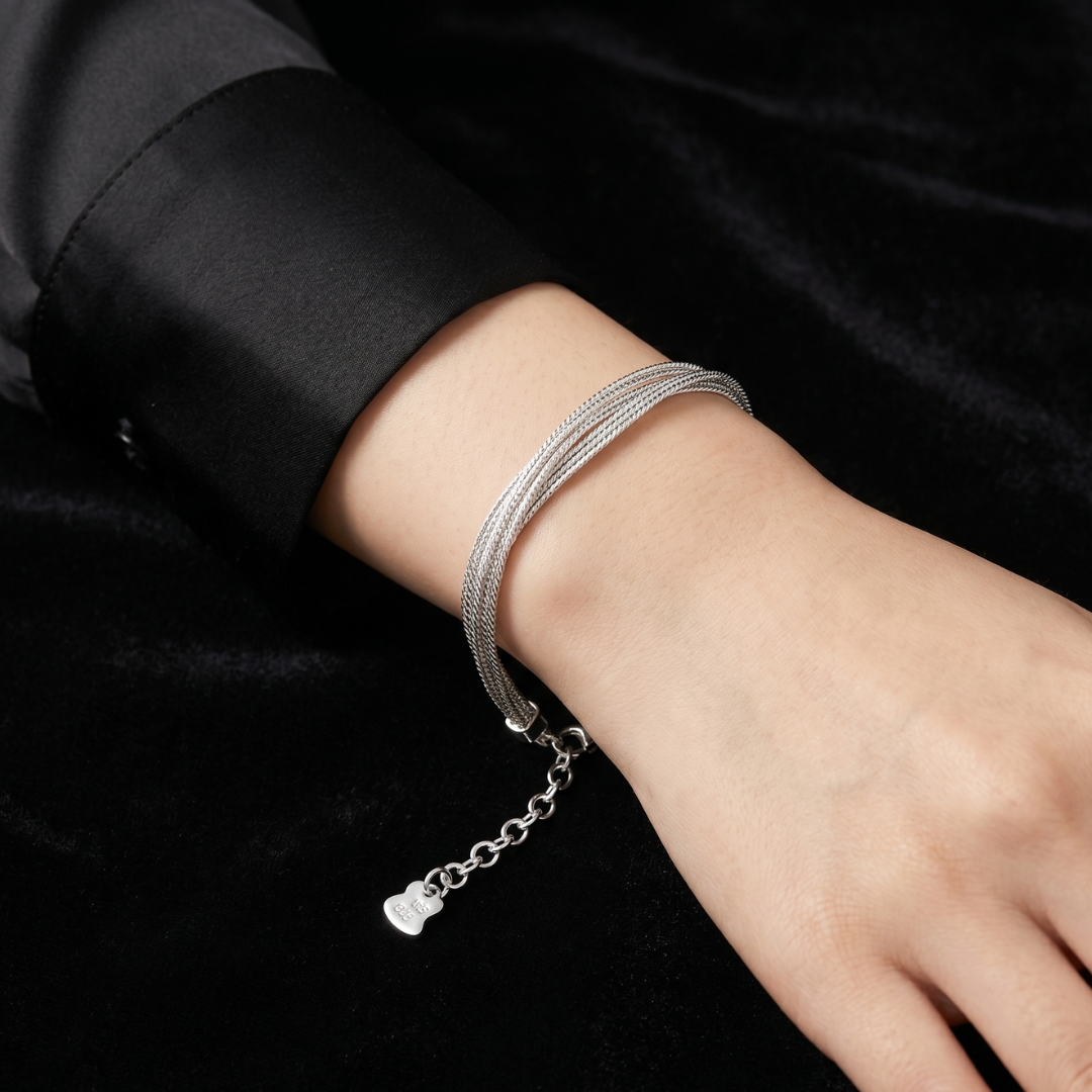 3 Strand Silver Kada Bracelet