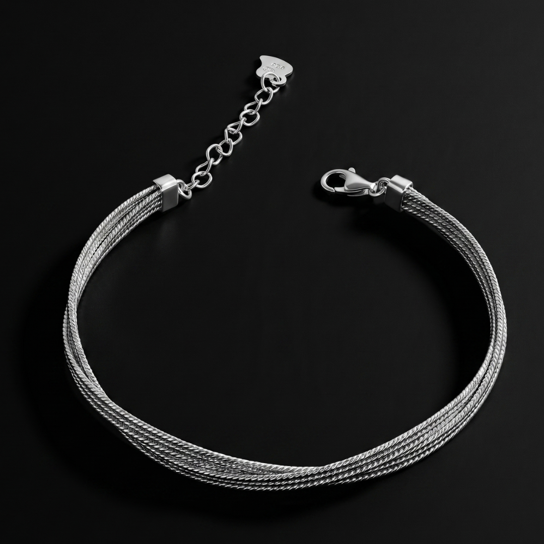3 Strand Silver Kada Bracelet