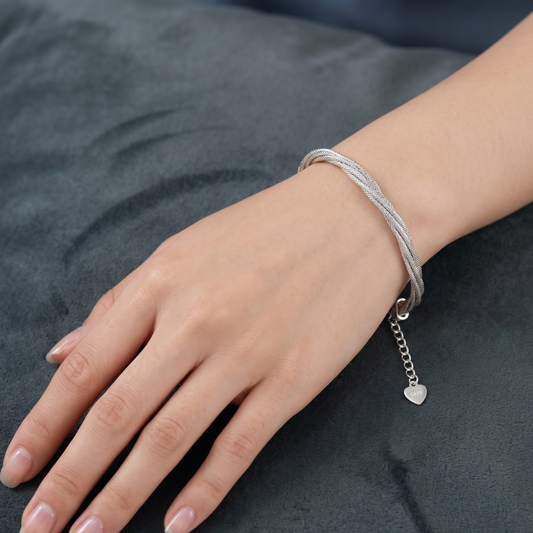 Silver Twisted Mesh Kada