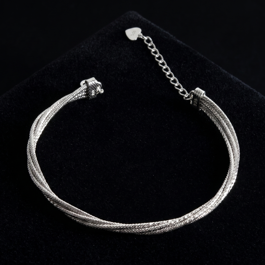 Silver Twisted Mesh Kada
