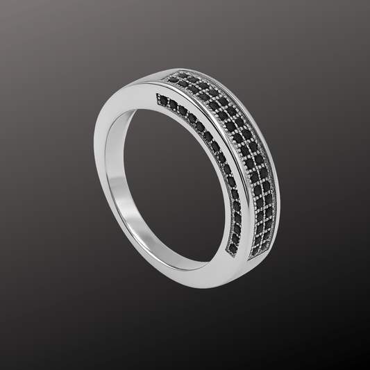 Lattice Black Stone Band Ring