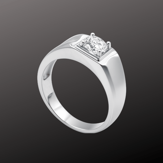 Premium Diamond Men's Silver Ring