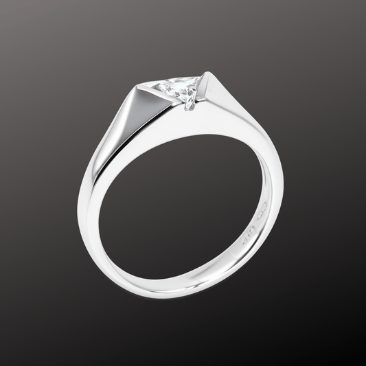 Men's Triangle Diamond Silver Ring