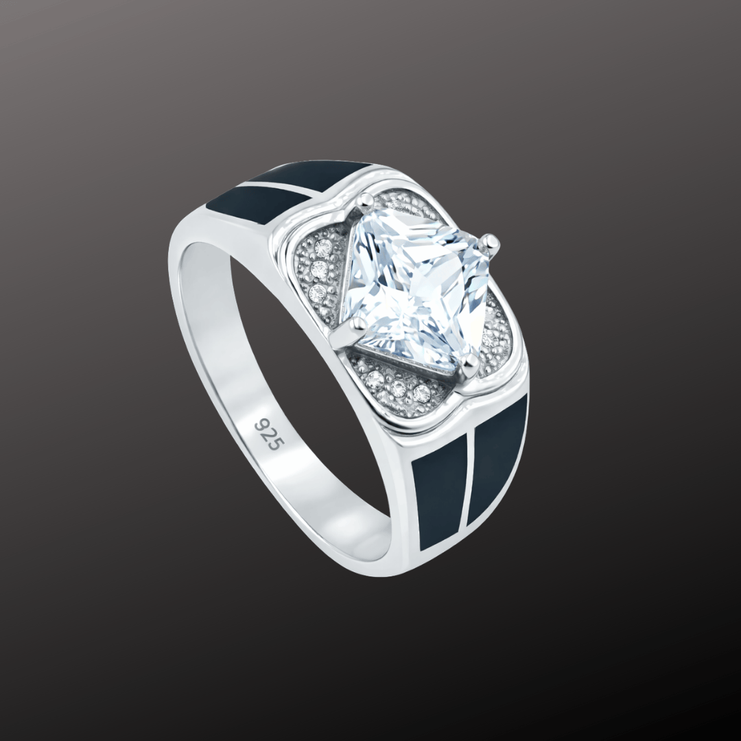 925 Sterling Silver Square Stone Ring