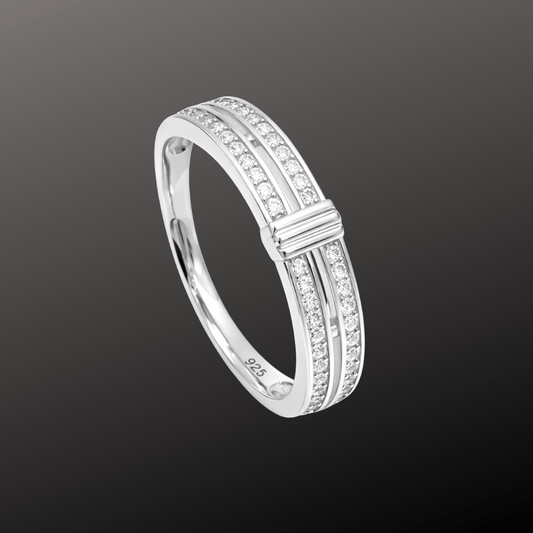 925 Sterling Silver Double Row CZ Band Ring