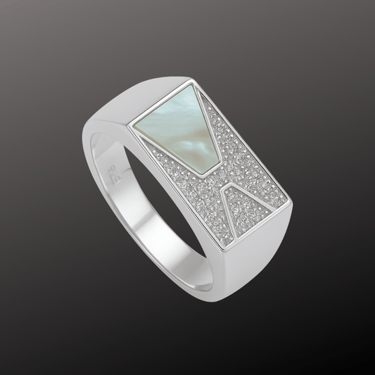 925 Silver Geometric Men's Statement Ring