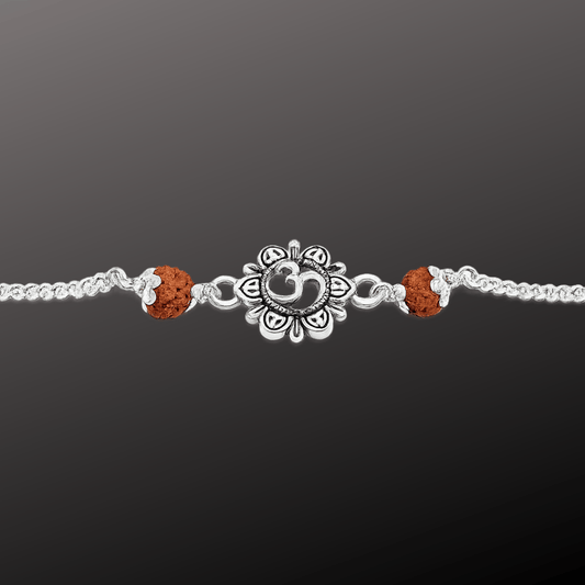925 Sterling Silver Om Symbol Bracelet for Men