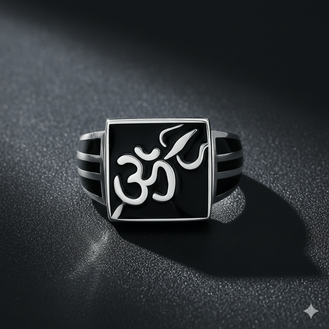 Om Trishul 925 Signet Ring