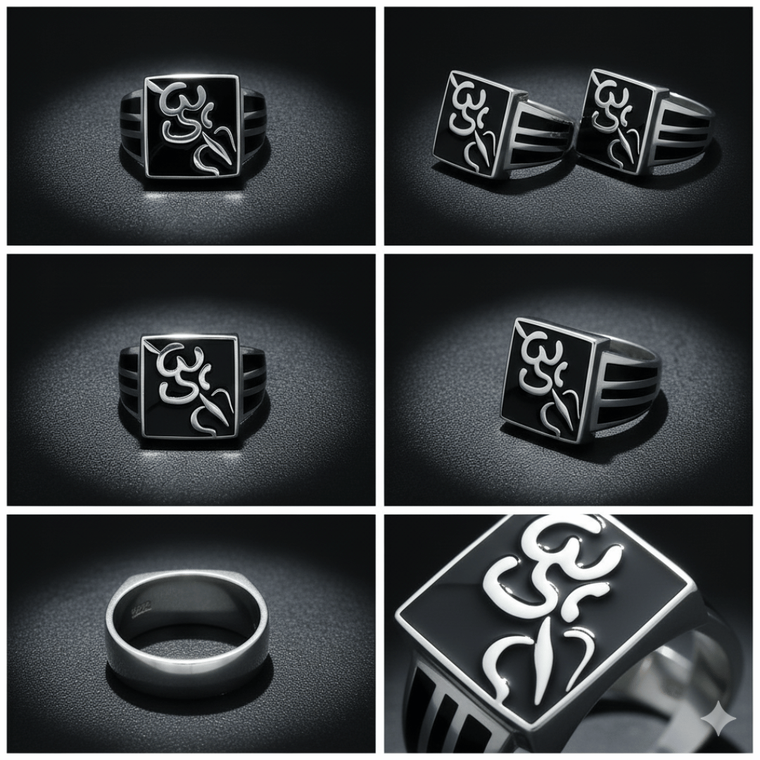 Om Trishul 925 Signet Ring