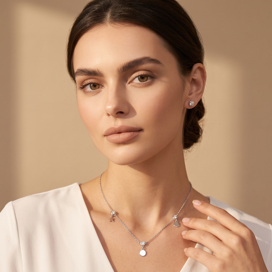 925 Silver Necklace & Earrings Set for Women