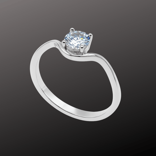 925 Silver Wave Diamond Ring