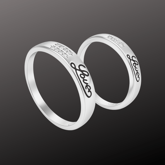 Romantic Love Silver Rings Duo