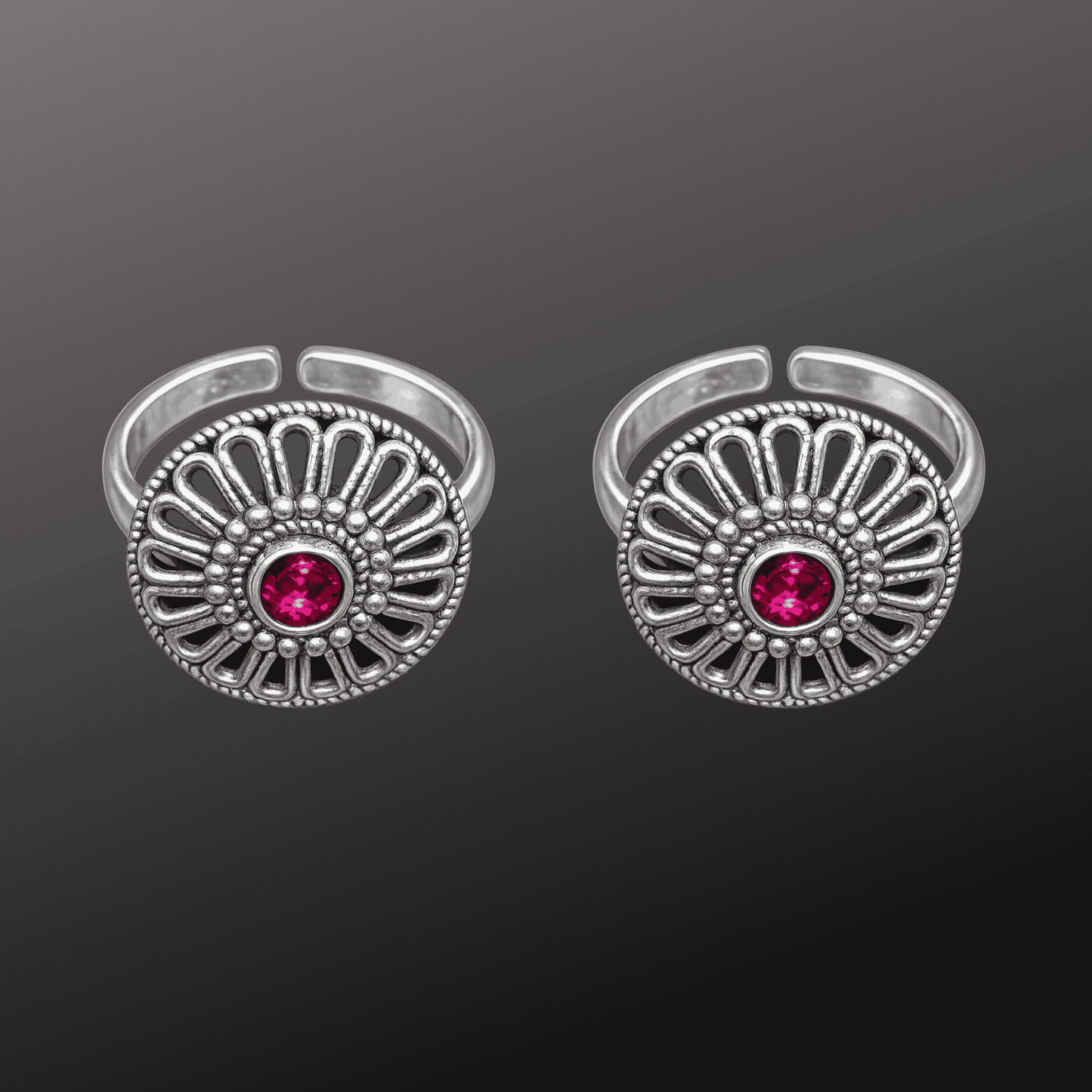 925 Silver Round Design Adjustable Toe Ring