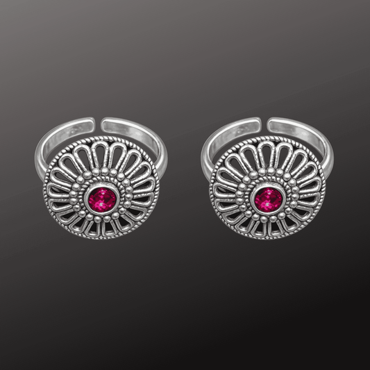 Round Design Silver adj. Toe Rings