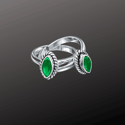 Leaf Shape adj. Silver Toe Rings