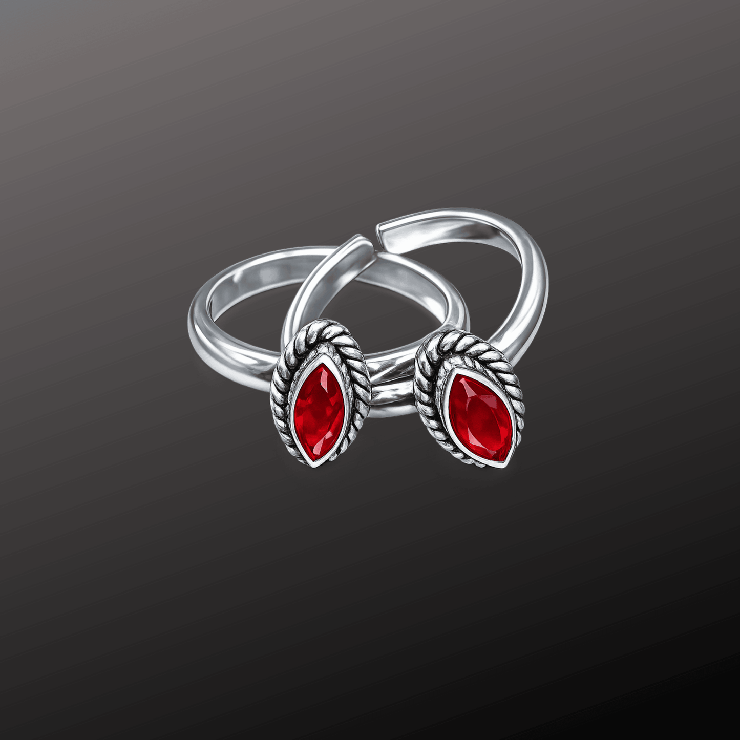 Leaf Shape adj. Silver Toe Rings