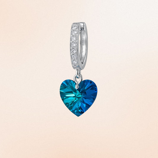 925 Silver Blue Heart Earring