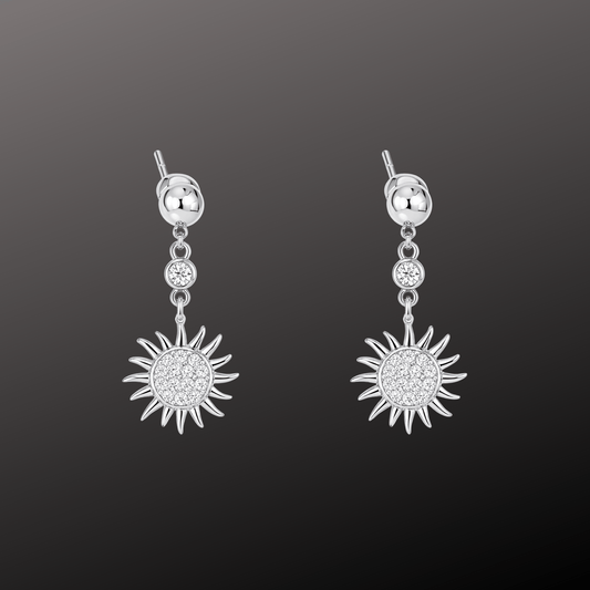 925 Silver Diamond Sun Earrings