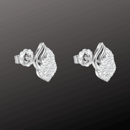925 Silver Leaf Diamond Earrings