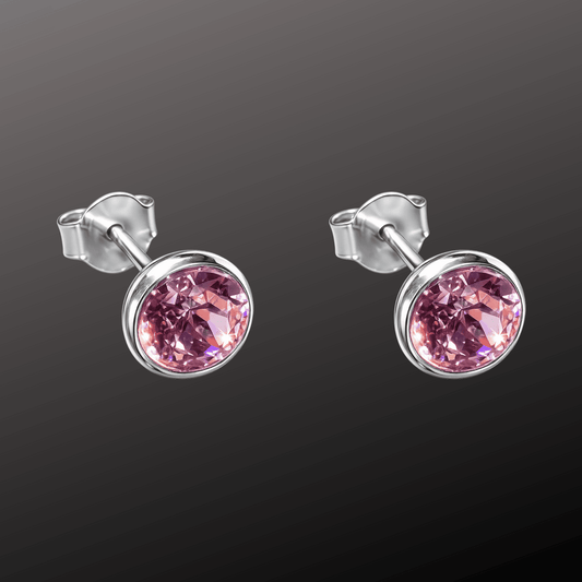 Pink Crystal 925 Silver Earrings