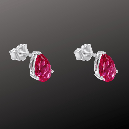 925 Silver Pink Stone Stud Earrings