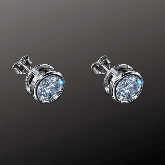 Round Diamond Silver Studs