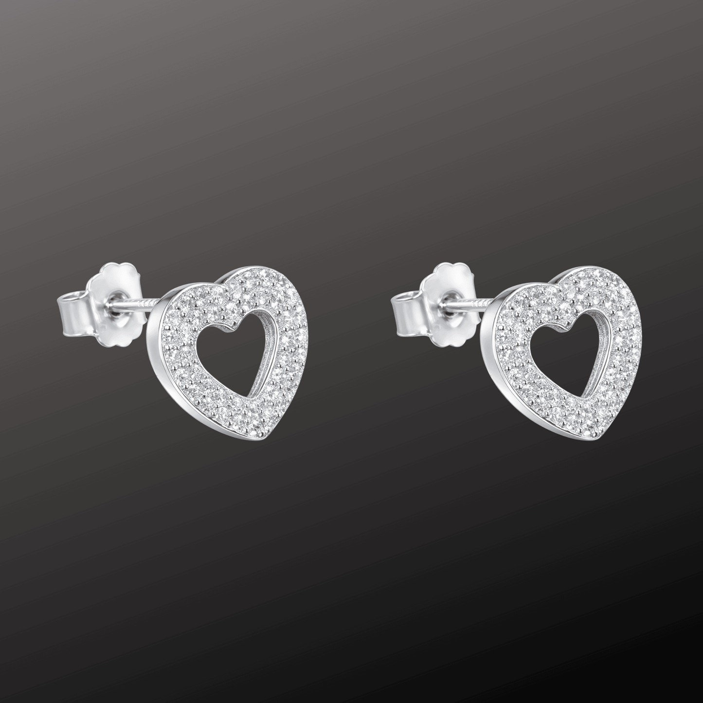 925 Silver Heart Stud Earrings for Women