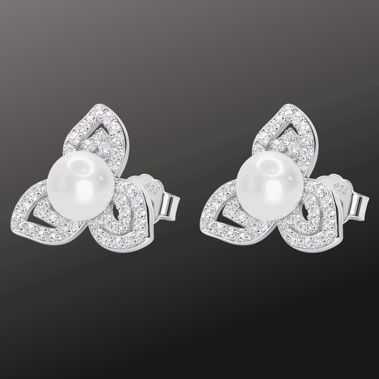 925 Silver Flower Pearl Earrings