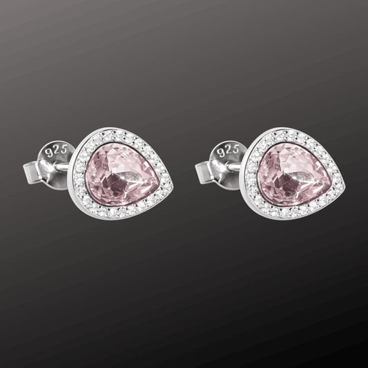 Teardrop Pink Crystal Studs