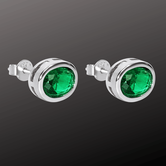 Green Gemstone 925 Silver Stud