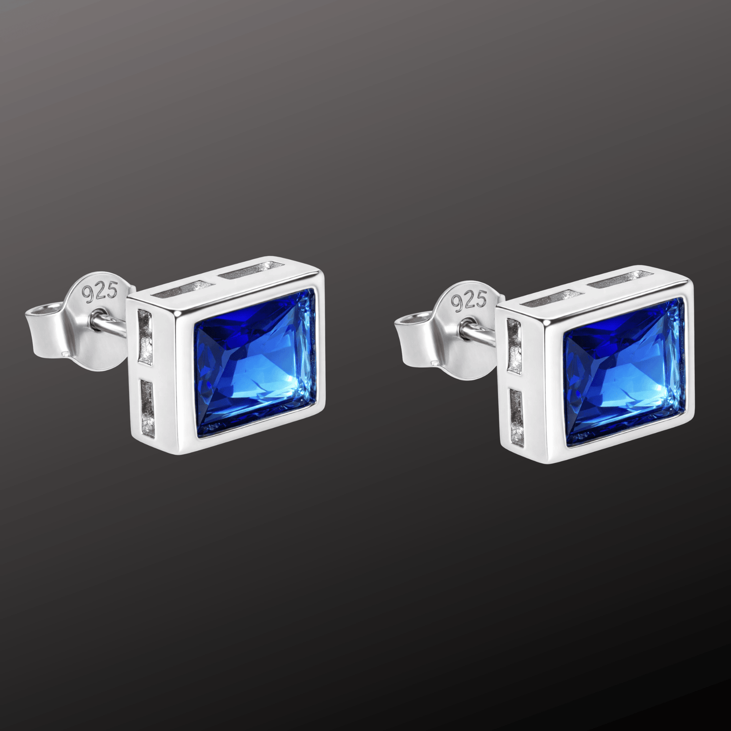Rectangular Blue 925 Silver Studs