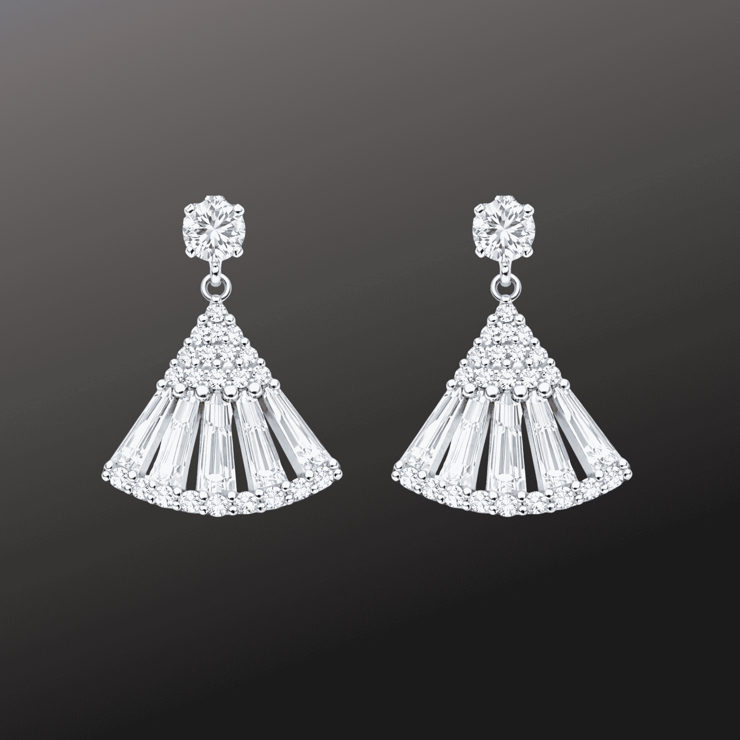 Silver Diamond Dangle Earrings